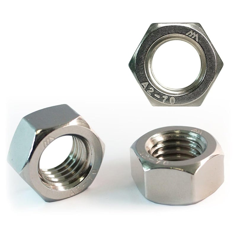 HXCOMET Store M33-3.5 Hex Nuts (6pcs), 304 Stainless Steel(18-8), Hardware, Metric, Coarse Thread, DIN 934 - Image 1